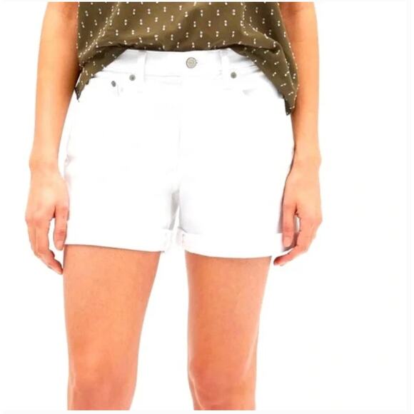 Banana Republic White Denim Roll Up Shorts‎ 3 to 6 Inch Inseam Size 14